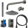 Marho Valdra regendouche set inbouw met thermostaatkraan 25 cm gun metal