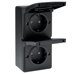 Niko Hydro Spatwaterdicht Stopcontact Dubbel Verticaal Zwart Outlet