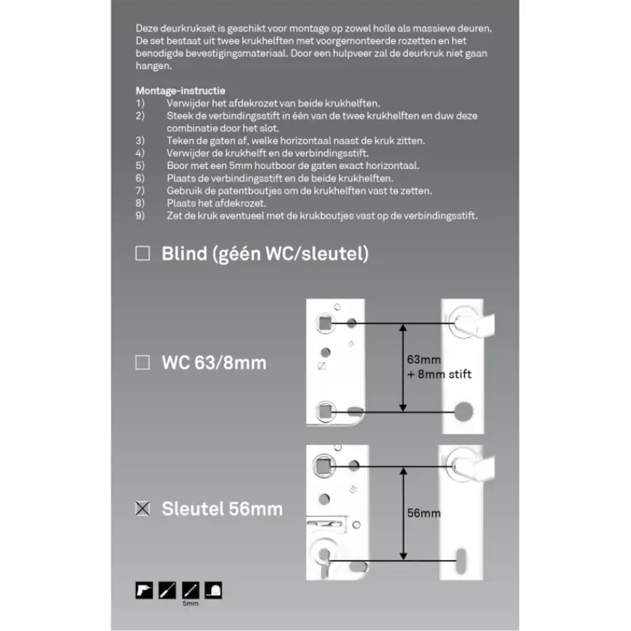 Novidade deurkrukset Hera ovaal schild met sleutelgat 56 mm RVS Hot