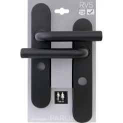 Novidade deurkrukset Parijs ovaal schild met vrij-bezet sluiting 63/8 mm zwart RVS Best