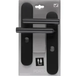 Novidade deurkrukset Porto ovaal schild met vrij-bezet sluiting 63/8 mm zwart RVS Online
