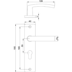 OK deurkruk set Bl recht schild profielcilindergat 55 mm zwart aluminium Hot