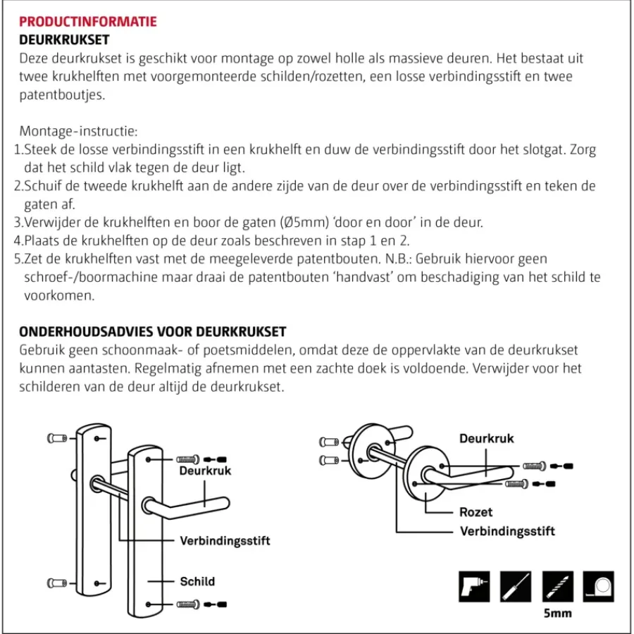 OK deurkruk set Bl recht schild profielcilindergat 55 mm zwart aluminium Hot