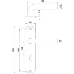 OK deurkruk set ovaal schild sleutelgat 56 mm aluminium Clearance