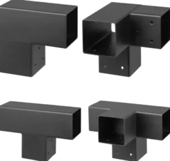 Geen Paalverbinder voor pergola hoekstuk 3-kants 9x9 cm zwart Online
