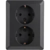 Q-link Inbouw Dubbel Geaard Stopcontact Zwart New