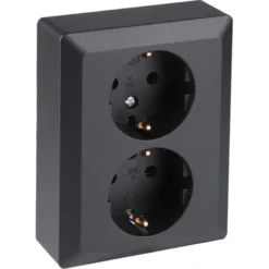 Q-link Inbouw Dubbel Geaard Stopcontact Zwart New