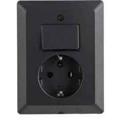 Q-link Inbouw Enkel Geaard Stopcontact met Schakelaar Zwart Sale
