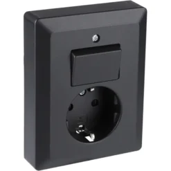 Q-link Inbouw Enkel Geaard Stopcontact met Schakelaar Zwart Sale