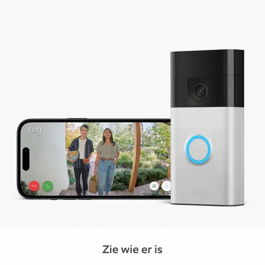 Ring Video Deurbel Satijn Nikkel met Chime Bundel