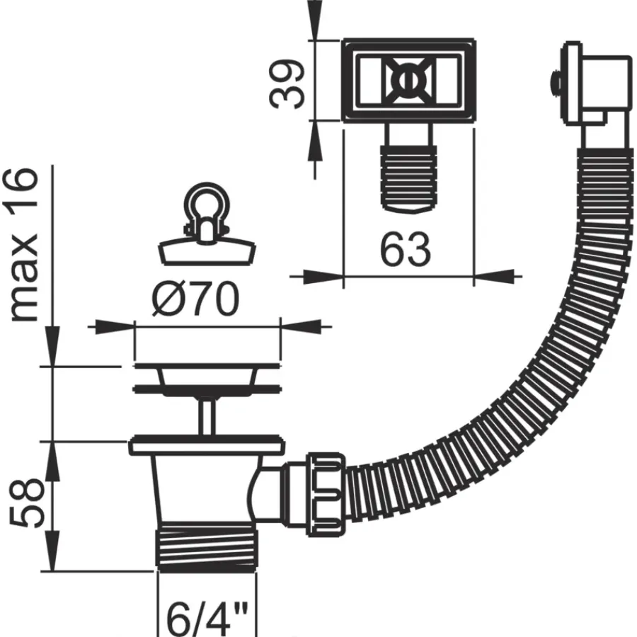 Sanivesk Afvoerplug 6/4 + Overloop Hot