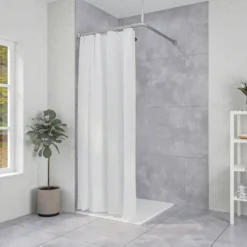 Sealskin Easy Roll douchegordijnstang mat aluminium 90x90 cm incl. haken en plafondsteun