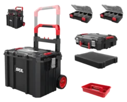 SKIL Gereedschapswagen / gereedschapstrolley met 4-in-1 grote stapelbare gereedschapskoffer set Best