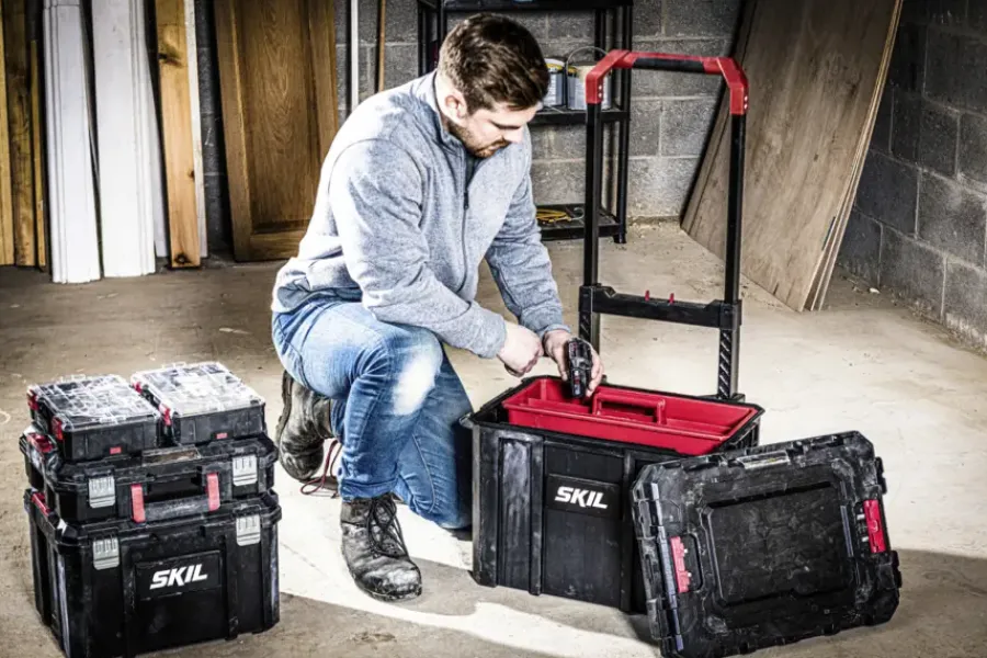 SKIL Gereedschapswagen / gereedschapstrolley met 4-in-1 grote stapelbare gereedschapskoffer set Best