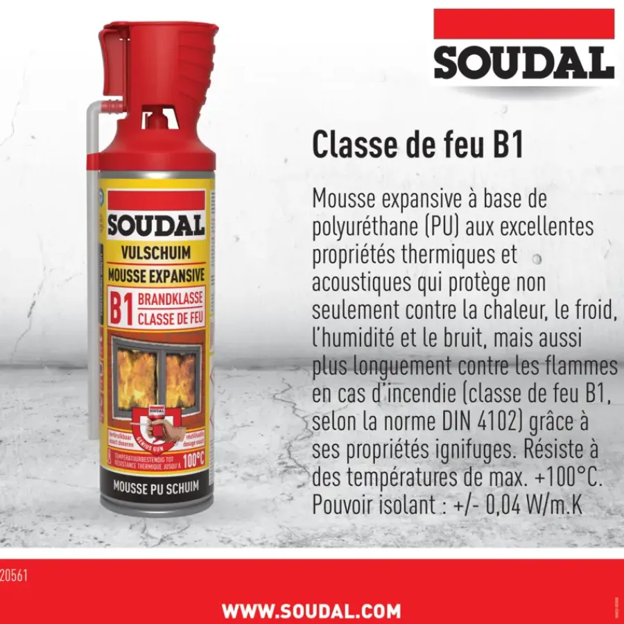 Soudal brandvertragende pur bouwschuim 500 ml Hot