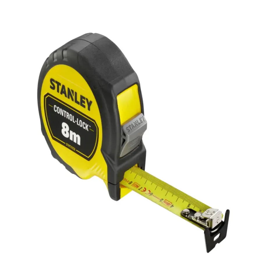 STANLEY rolbandmaat Control-Lock 8 meter Hot