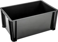 Stapelbare opbergbox Heavy Duty 36 liter zwart