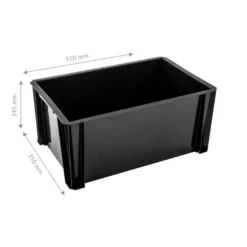 Stapelbare opbergbox Heavy Duty 36 liter zwart