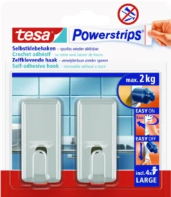 Tesa Powerstrips haak groot chroom 2 stuks