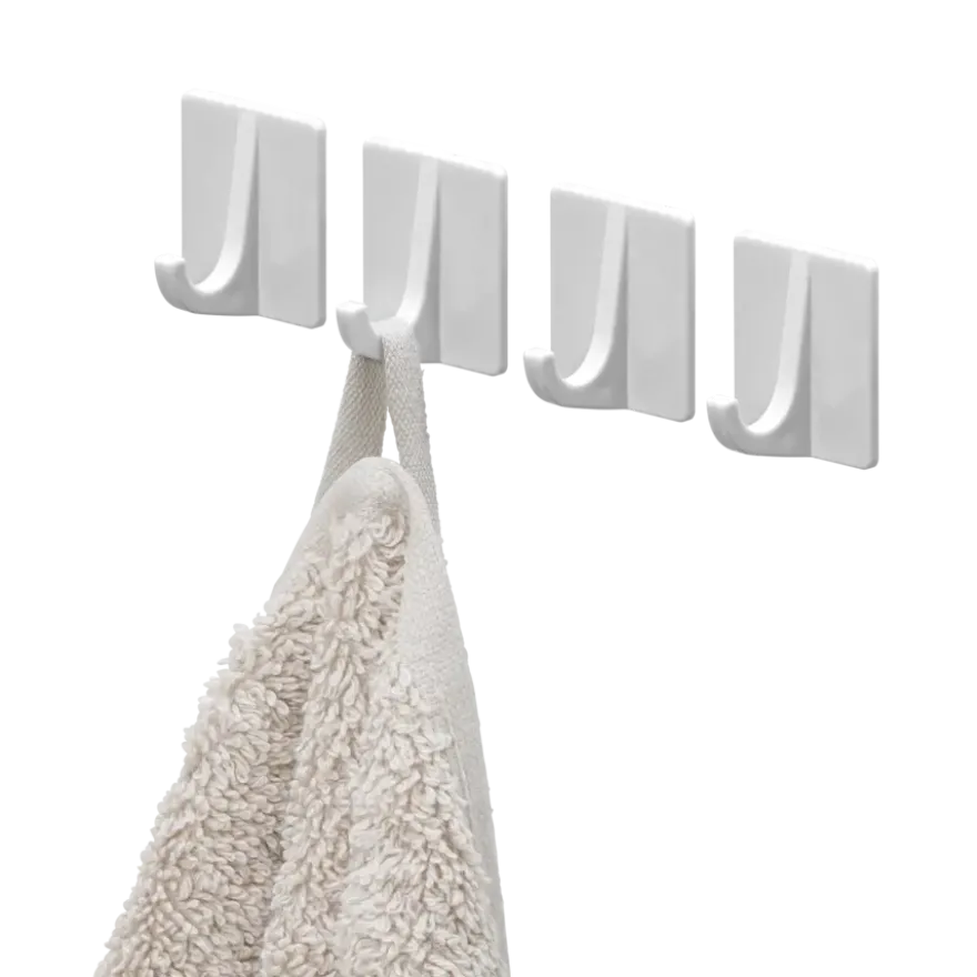 Tiger ophang haak Baseline Rectangle medium wit ABS set van 4