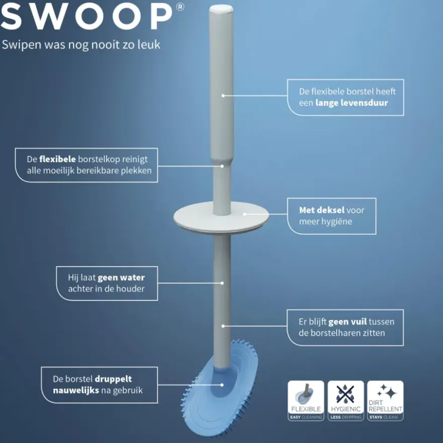 Tiger Toiletborstelhouder TESS met Swoop borstel flexibel wit/ lichtgrijs