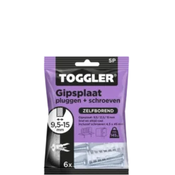 Toggler gipsplaatplug SP 9.5-15 mm met schroeven 6 stuks