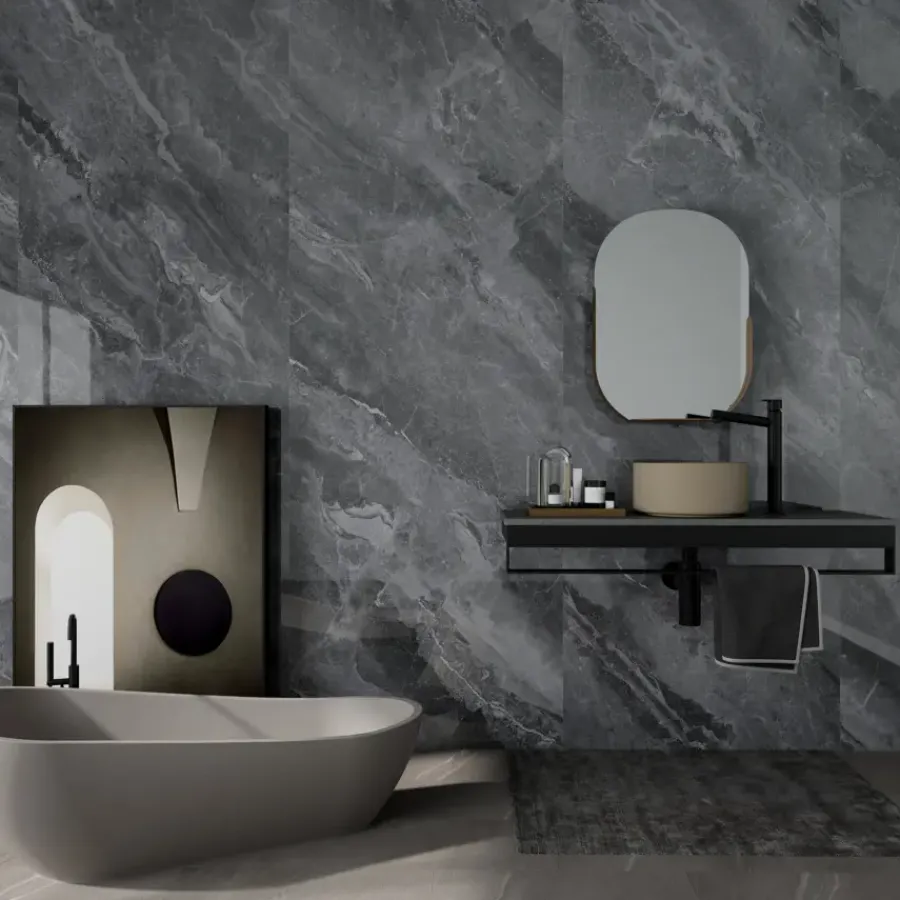 Geen Wand/douche paneel kunststof Allora 260x90 cm grijs marmer glans, dikte 5mm 2,34 m² Outlet