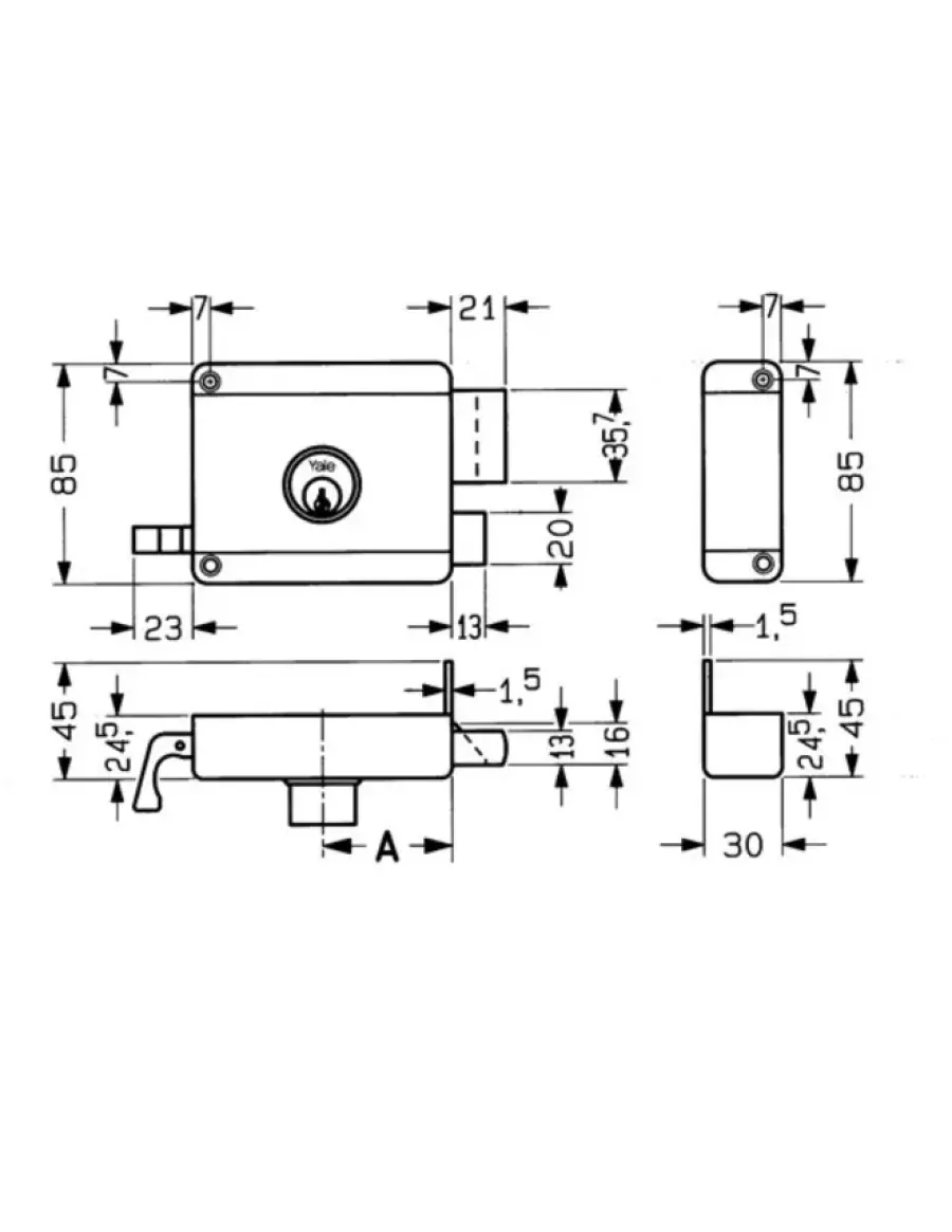 Yale Oplegslot met Buitencilinder Los Grijs Gelakt 614-50mm Outlet